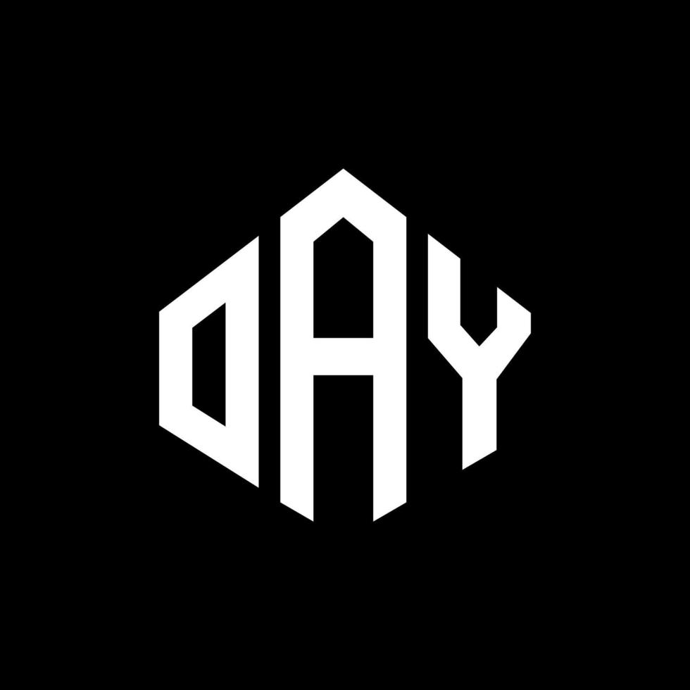 oay design de logotipo de carta com forma de polígono. oay polígono e design de logotipo em forma de cubo. oay modelo de logotipo de vetor hexágono cores brancas e pretas. oay monograma, logotipo de negócios e imóveis.