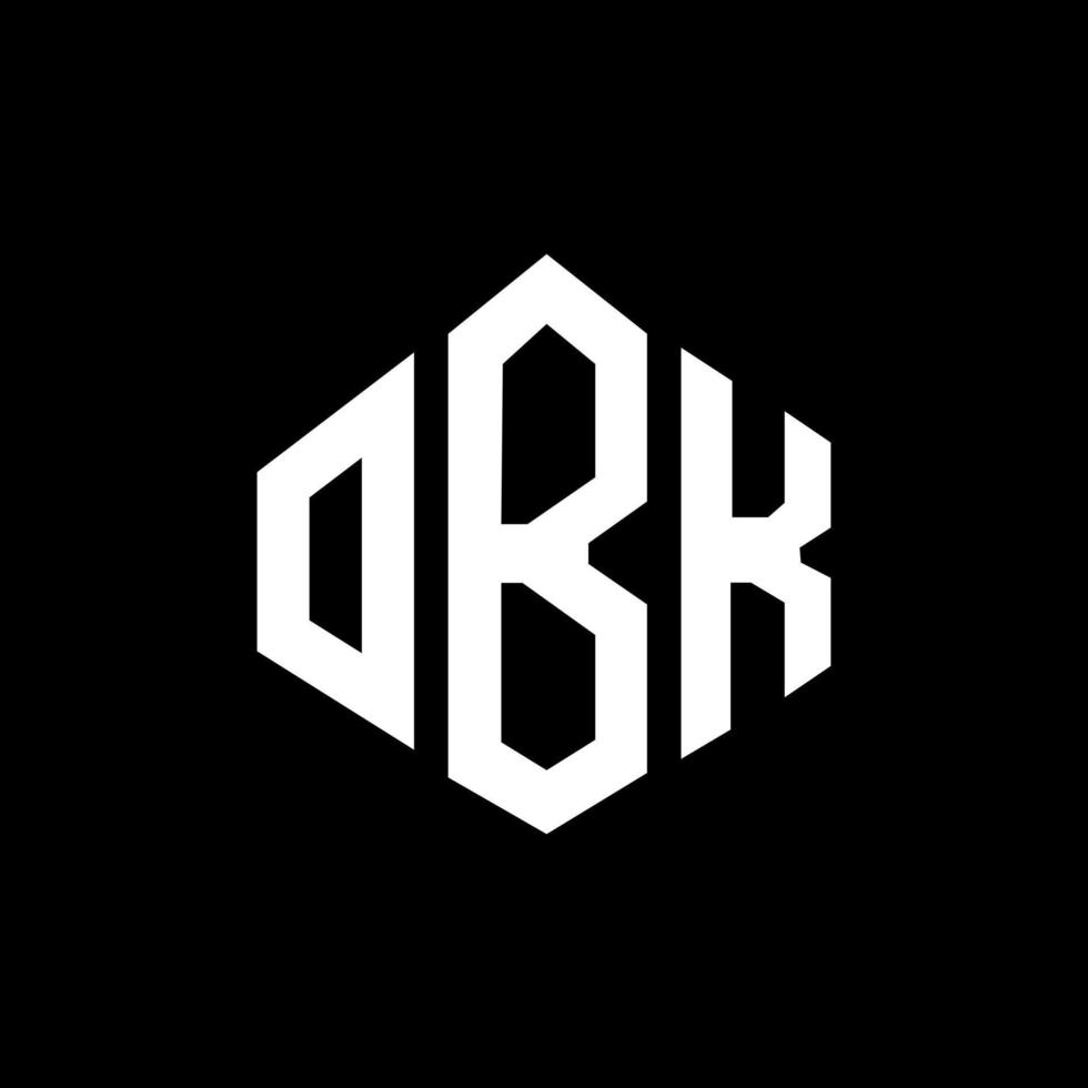 design de logotipo de carta obk com forma de polígono. obk polígono e design de logotipo em forma de cubo. obk hexágono modelo de logotipo de vetor cores brancas e pretas. obk monograma, logotipo de negócios e imóveis.