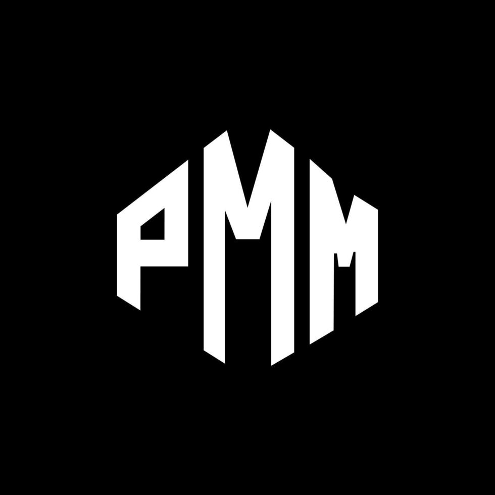 design de logotipo de carta pmm com forma de polígono. pmm polígono e design de logotipo em forma de cubo. modelo de logotipo de vetor hexágono pmm cores brancas e pretas. pmm monograma, logotipo de negócios e imóveis.