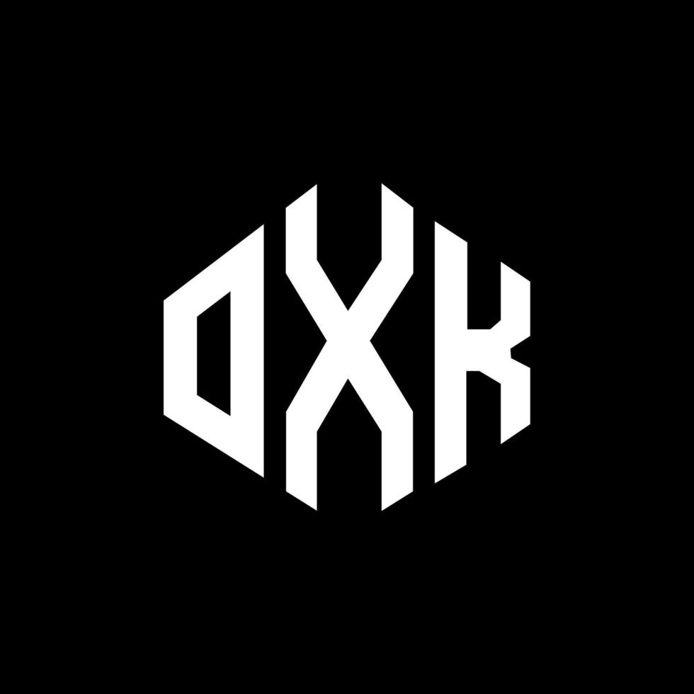 design de logotipo de carta oxk com forma de polígono. polígono oxk e design de logotipo em forma de cubo. modelo de logotipo de vetor oxk hexágono cores brancas e pretas. oxk monograma, logotipo de negócios e imóveis.