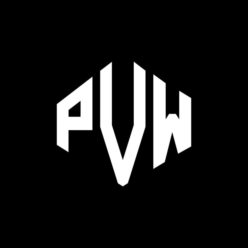 design de logotipo de carta pvw com forma de polígono. pvw polígono e design de logotipo em forma de cubo. modelo de logotipo de vetor hexágono pvw cores brancas e pretas. monograma pvw, logotipo de negócios e imóveis.