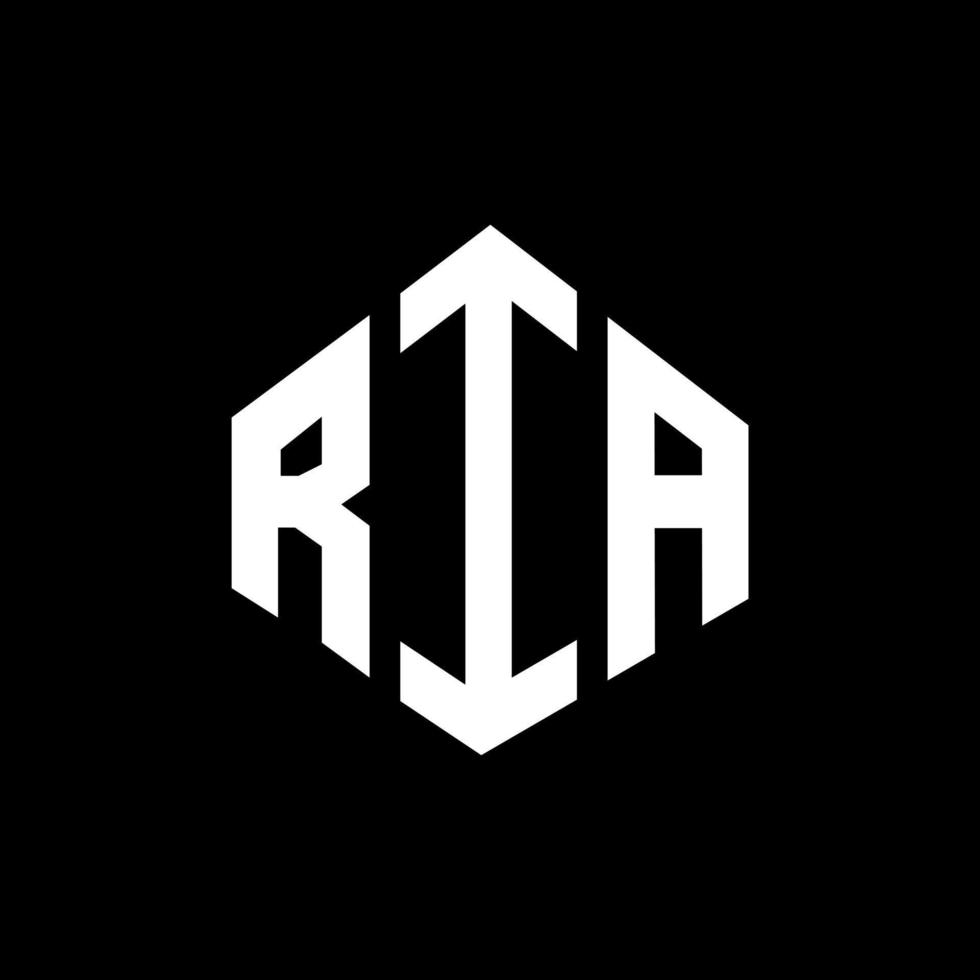 design de logotipo de letra ria com forma de polígono. ria polígono e design de logotipo em forma de cubo. ria hexágono modelo de logotipo de vetor cores brancas e pretas. ria monograma, logotipo de negócios e imóveis.