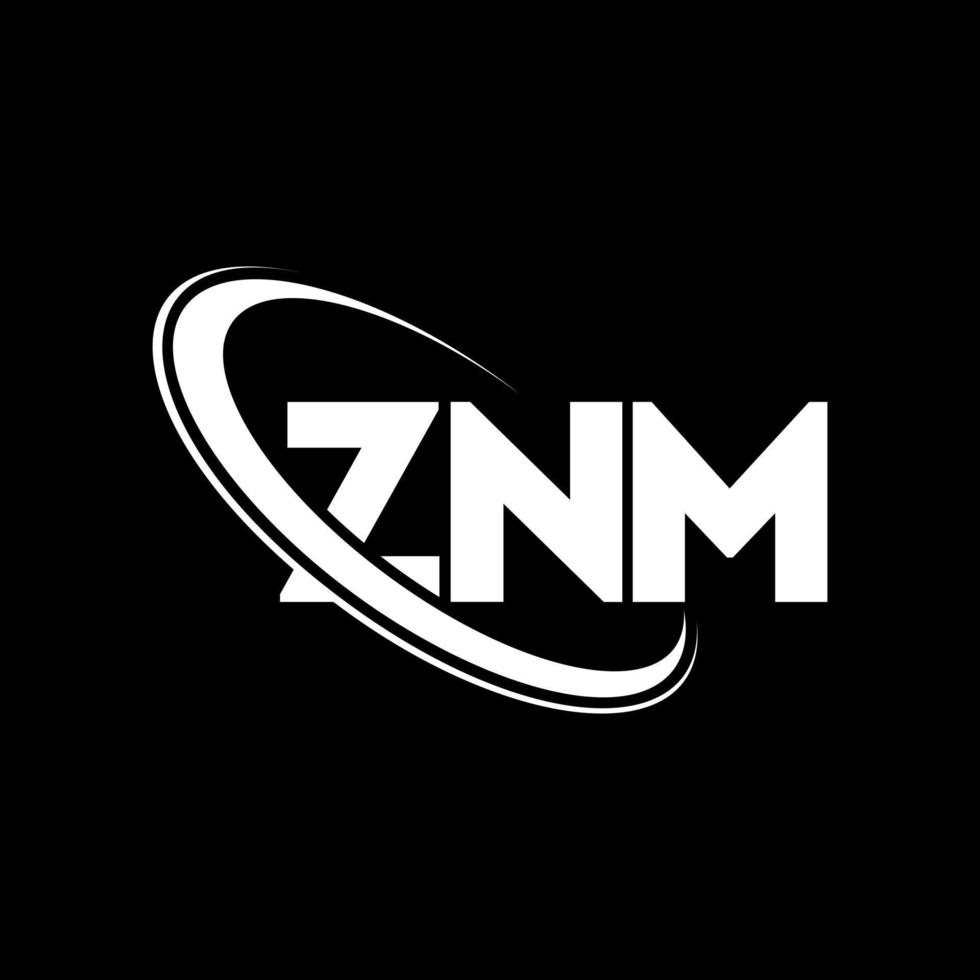 logotipo znm. carta znm. design de logotipo de letra znm. iniciais znm logotipo ligado com círculo e logotipo monograma maiúsculo. tipografia znm para tecnologia, negócios e marca imobiliária. vetor