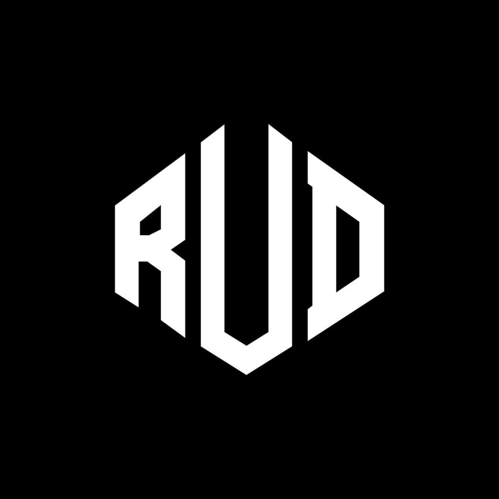 design de logotipo de carta rud com forma de polígono. rud polígono e design de logotipo em forma de cubo. modelo de logotipo de vetor hexágono rud cores brancas e pretas. rud monograma, logotipo de negócios e imóveis.