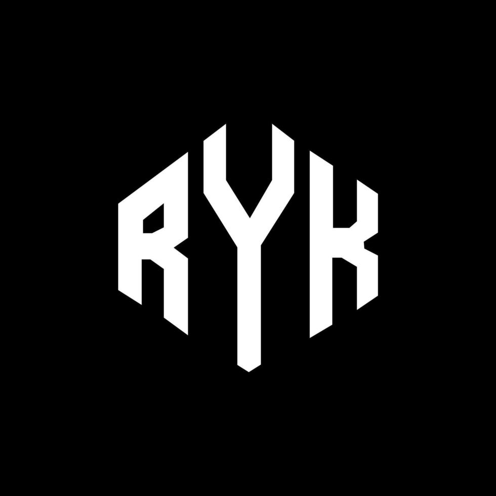 design de logotipo de carta ryk com forma de polígono. ryk polígono e design de logotipo em forma de cubo. ryk hexágono vector logo template cores brancas e pretas. ryk monograma, logotipo de negócios e imóveis.