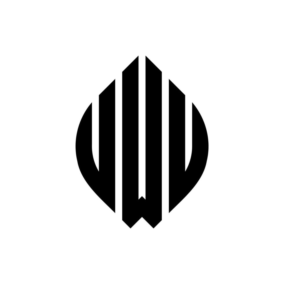 design de logotipo de letra de círculo uwu com forma de círculo e elipse. letras de elipse uwu com estilo tipográfico. as três iniciais formam um logotipo circular. uwu círculo emblema abstrato monograma carta marca vetor. vetor