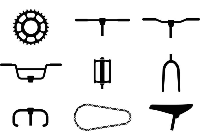 Ícones do vetor da parte da bicicleta