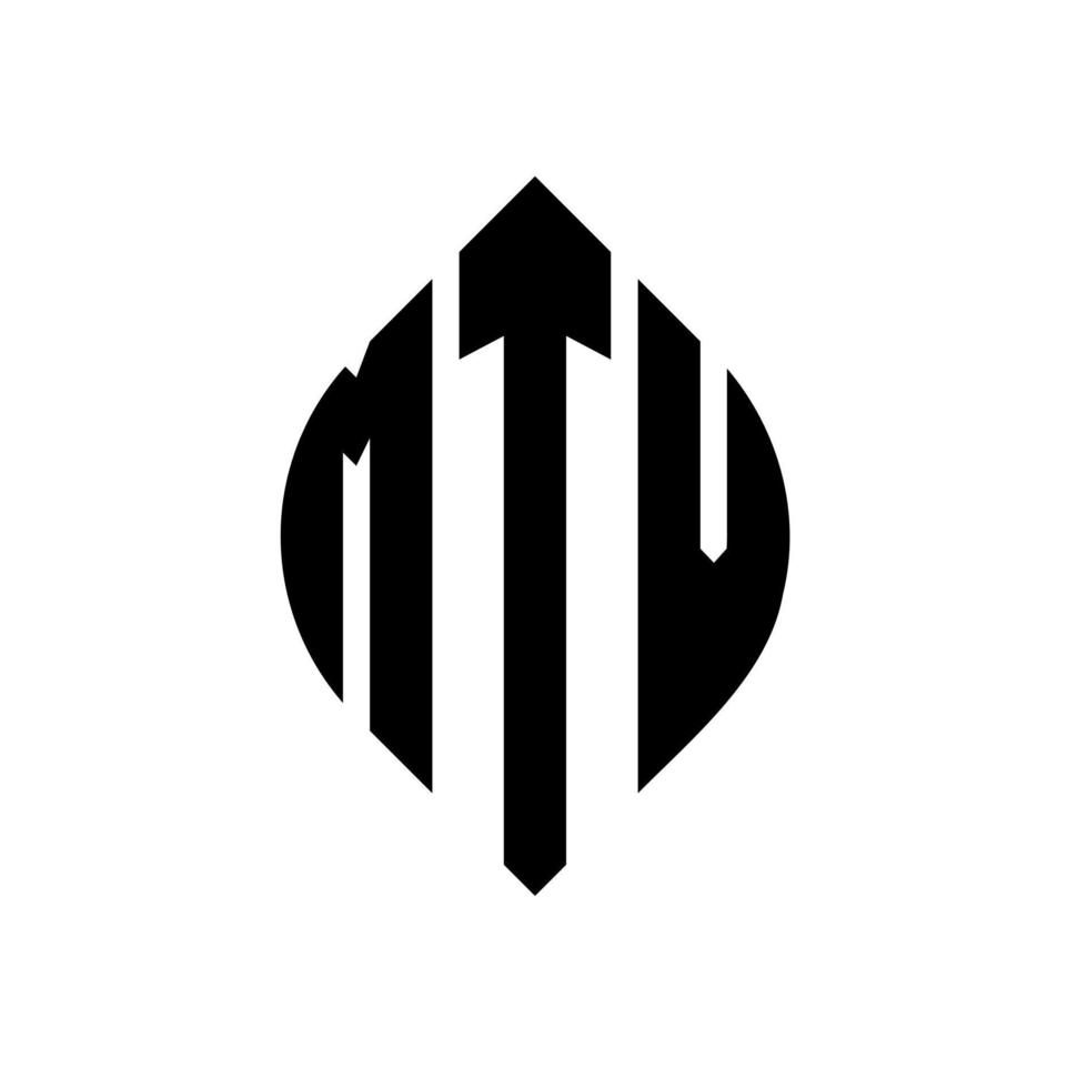 design de logotipo de letra de círculo mtv com forma de círculo e elipse. letras de elipse mtv com estilo tipográfico. as três iniciais formam um logotipo circular. mtv círculo emblema abstrato monograma carta marca vetor. vetor