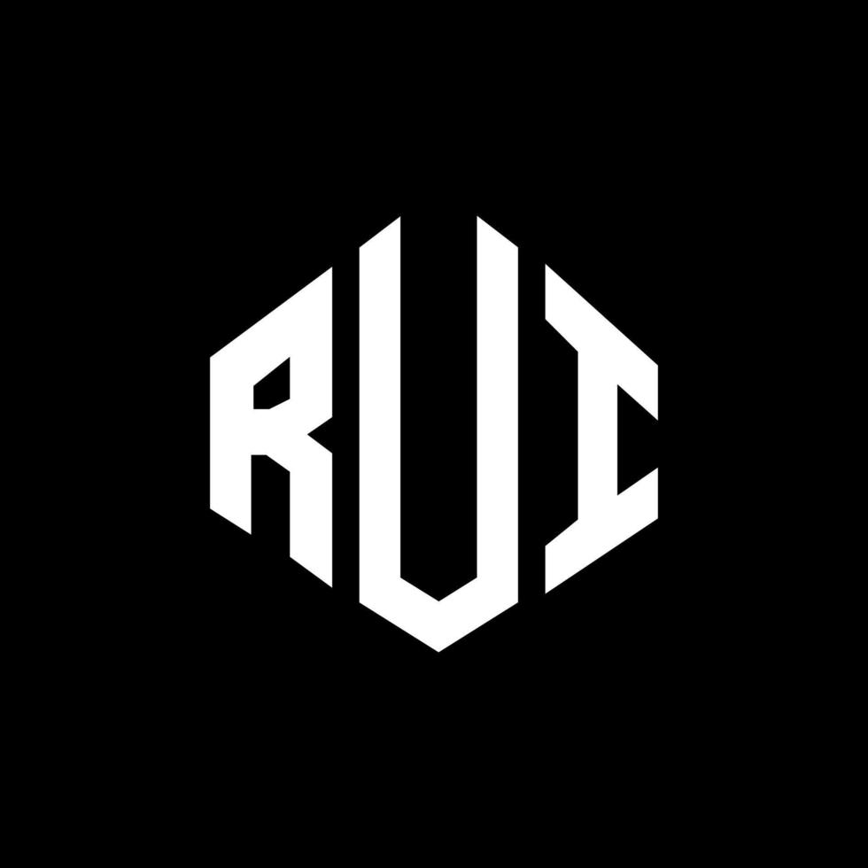 design de logotipo de carta rui com forma de polígono. rui polígono e design de logotipo em forma de cubo. rui modelo de logotipo de vetor hexágono cores brancas e pretas. rui monograma, logótipo empresarial e imobiliário.