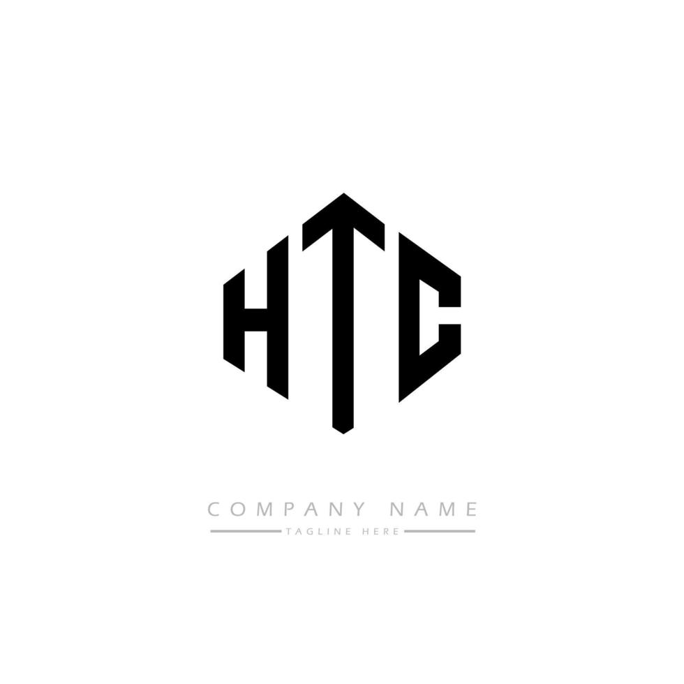 design de logotipo de carta htc com forma de polígono. HTC polígono e design de logotipo em forma de cubo. modelo de logotipo de vetor hexágono htc cores brancas e pretas. htc monograma, logotipo de negócios e imóveis.