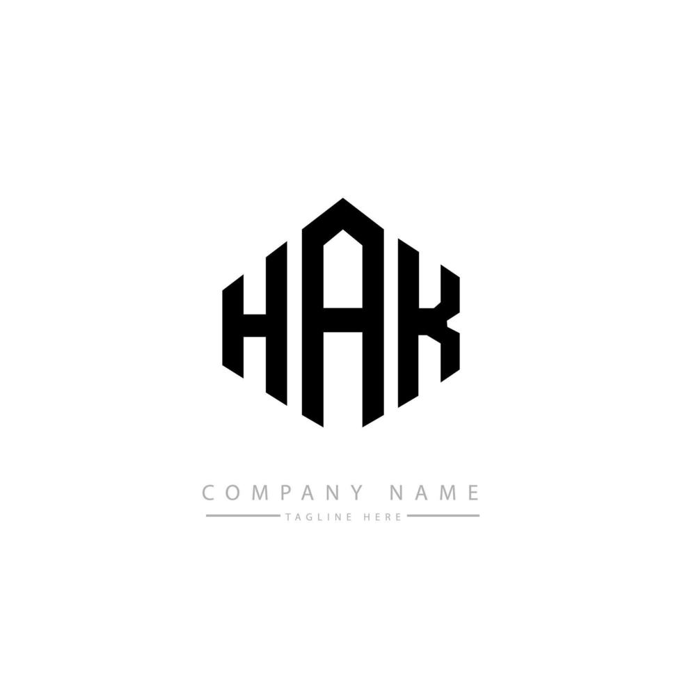 design de logotipo de carta hak com forma de polígono. hak polígono e design de logotipo em forma de cubo. hak modelo de logotipo de vetor hexágono cores brancas e pretas. Hak monograma, logotipo de negócios e imobiliário.