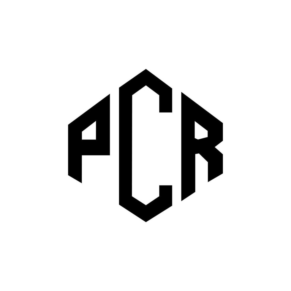 design de logotipo de carta pcr com forma de polígono. pcr polígono e design de logotipo em forma de cubo. modelo de logotipo de vetor hexágono pcr cores brancas e pretas. monograma pcr, logotipo de negócios e imóveis.