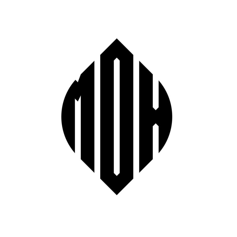 design de logotipo de carta de círculo mox com forma de círculo e elipse. letras de elipse mox com estilo tipográfico. as três iniciais formam um logotipo circular. mox círculo emblema abstrato monograma carta marca vetor. vetor