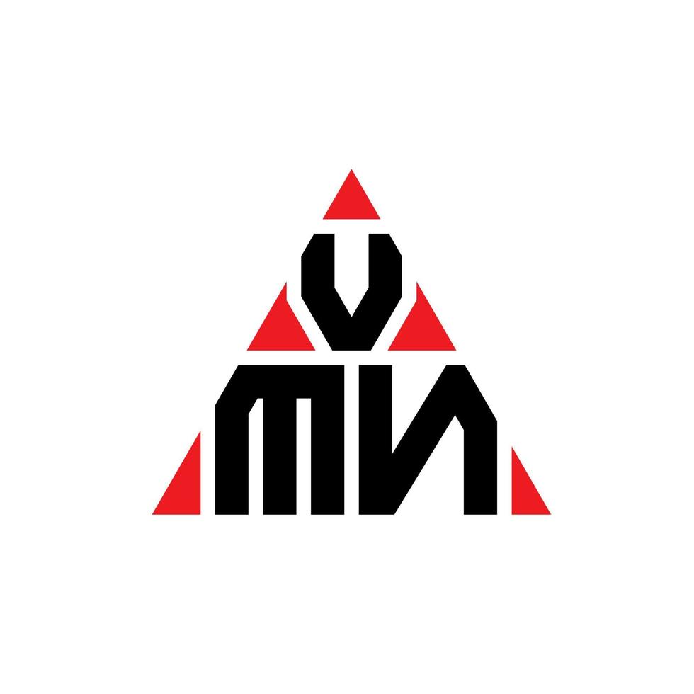 design de logotipo de letra de triângulo vmn com forma de triângulo. monograma de design de logotipo de triângulo vmn. modelo de logotipo de vetor de triângulo vmn com cor vermelha. logotipo triangular vmn logotipo simples, elegante e luxuoso.