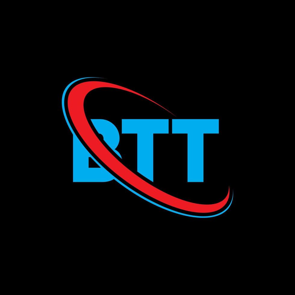 logotipo bt. letra bt. design de logotipo de letra btt. iniciais btt logotipo ligado com círculo e logotipo monograma em maiúsculas. tipografia btt para marca de tecnologia, negócios e imóveis. vetor