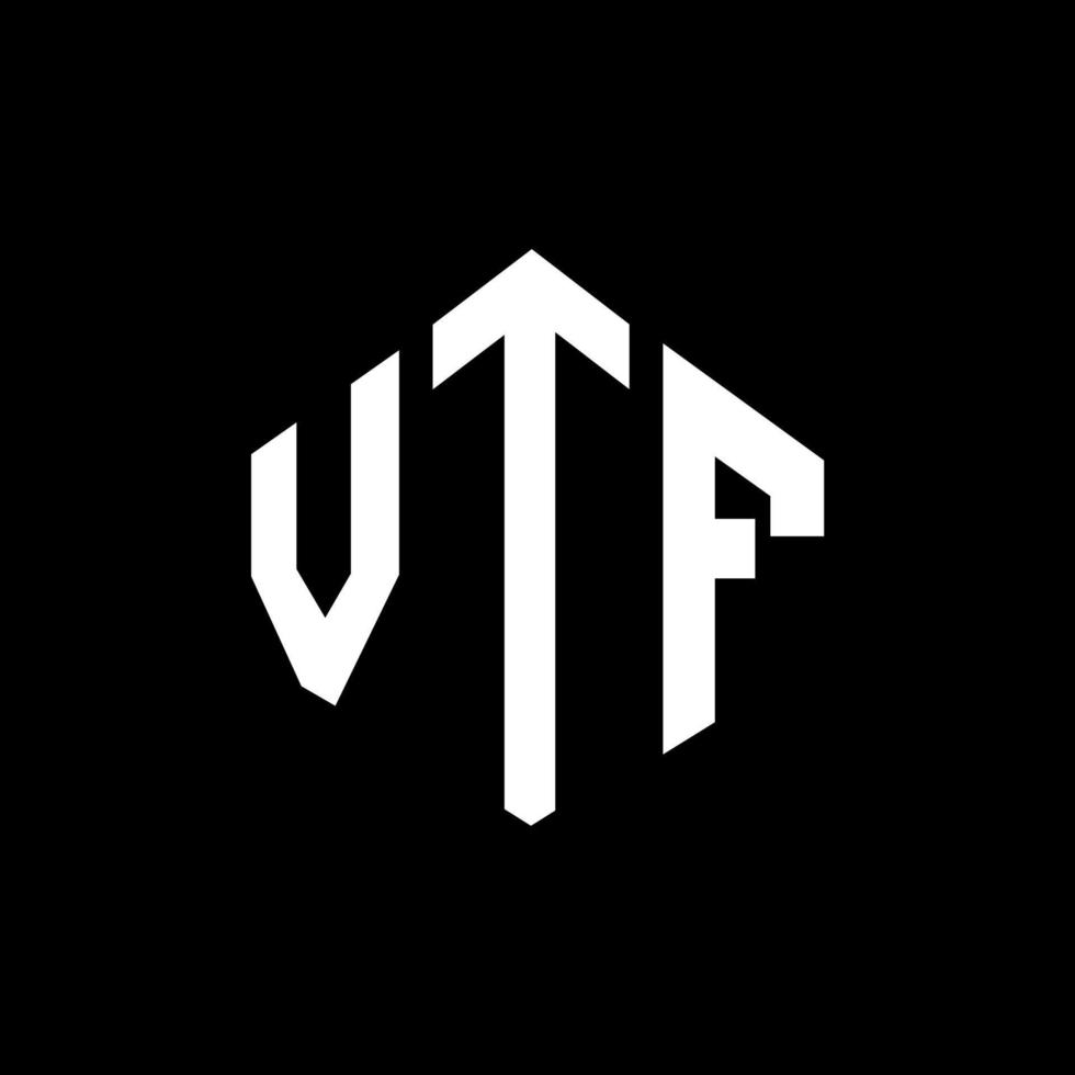 design de logotipo de carta vtf com forma de polígono. vtf polígono e design de logotipo em forma de cubo. vtf hexágono modelo de logotipo de vetor cores brancas e pretas. monograma vtf, logotipo de negócios e imóveis.