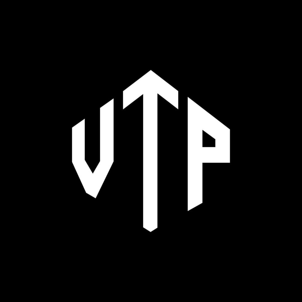 design de logotipo de carta vtp com forma de polígono. vtp polígono e design de logotipo em forma de cubo. modelo de logotipo de vetor hexágono vtp cores brancas e pretas. monograma vtp, logotipo de negócios e imóveis.