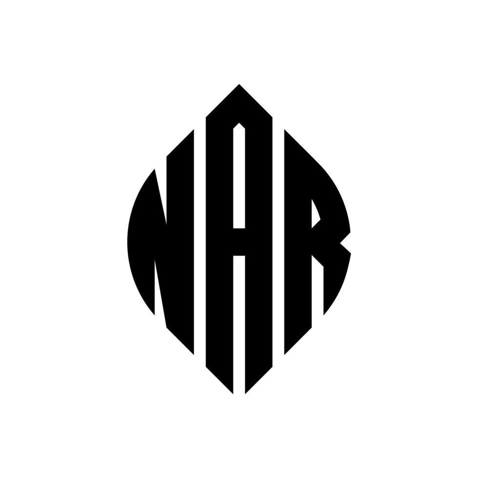 nar design de logotipo de carta círculo com forma de círculo e elipse. nar letras de elipse com estilo tipográfico. as três iniciais formam um logotipo circular. nar círculo emblema abstrato monograma carta marca vetor. vetor