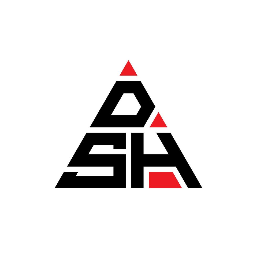 design de logotipo de letra triângulo dsh com forma de triângulo. monograma de design de logotipo de triângulo dsh. modelo de logotipo de vetor triângulo dsh com cor vermelha. logotipo triangular dsh logotipo simples, elegante e luxuoso.