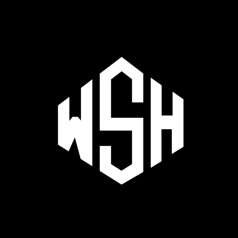 design de logotipo de carta wsh com forma de polígono. wsh polígono e design de logotipo em forma de cubo. wsh modelo de logotipo de vetor hexágono cores brancas e pretas. wsh monograma, logotipo de negócios e imóveis.