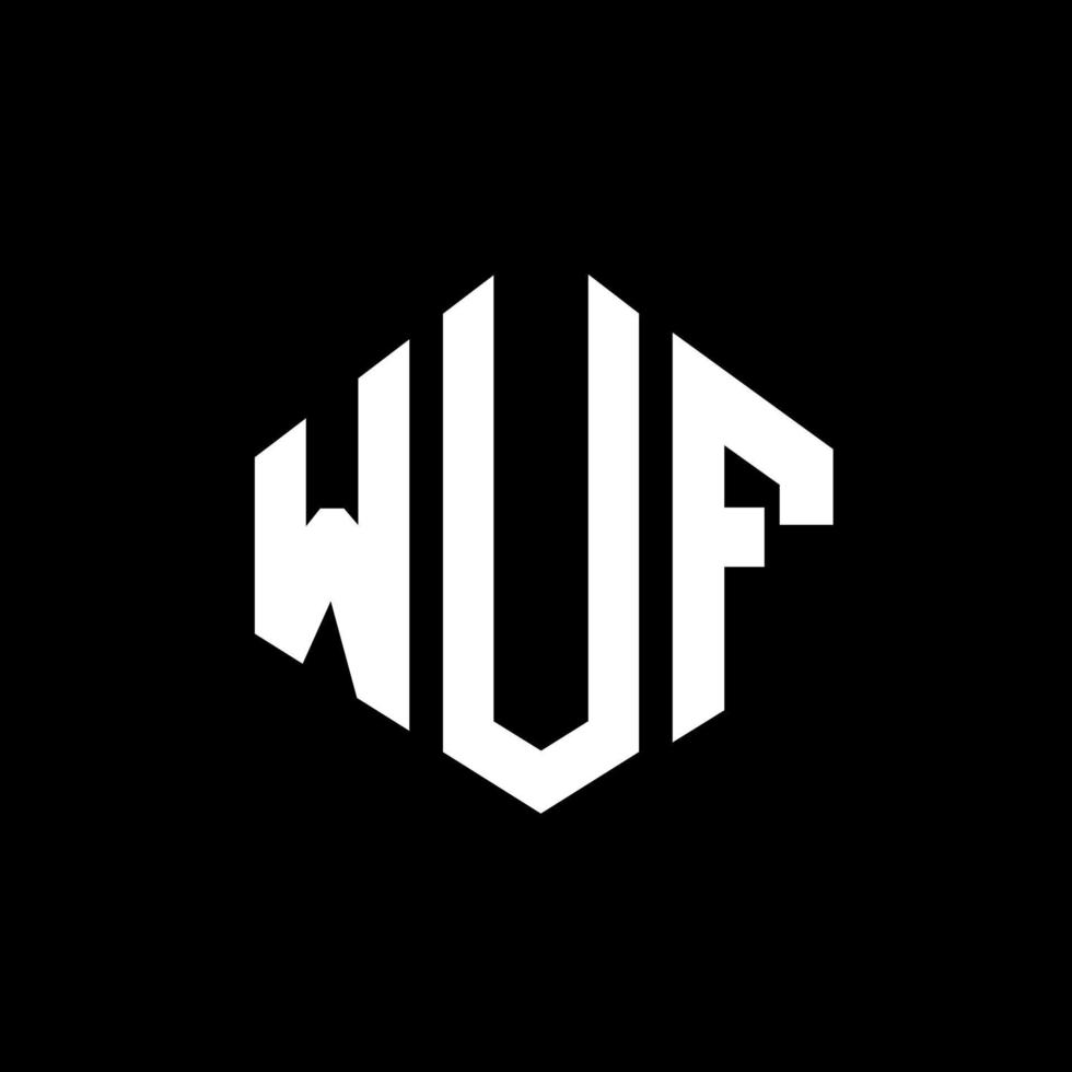 design de logotipo de carta wuf com forma de polígono. wuf polígono e design de logotipo em forma de cubo. wuf hexágono modelo de logotipo de vetor cores brancas e pretas. wuf monograma, logotipo de negócios e imóveis.