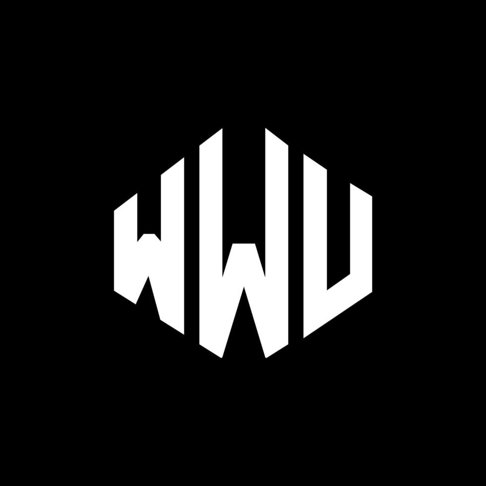 design de logotipo de carta wwu com forma de polígono. wwu polígono e design de logotipo em forma de cubo. wwu hexágono modelo de logotipo de vetor cores brancas e pretas. wwu monograma, logotipo de negócios e imóveis.