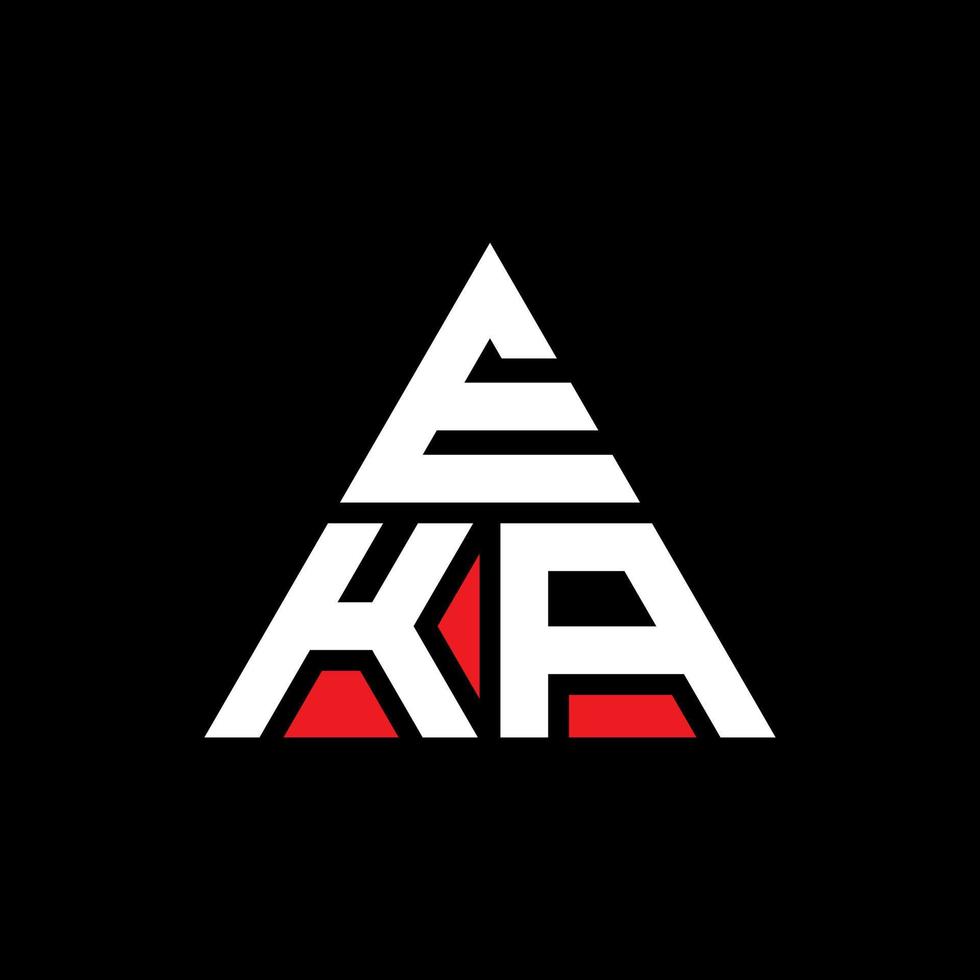 design de logotipo de letra de triângulo eka com forma de triângulo. monograma de design de logotipo de triângulo eka. modelo de logotipo de vetor triângulo eka com cor vermelha. logotipo triangular eka logotipo simples, elegante e luxuoso.