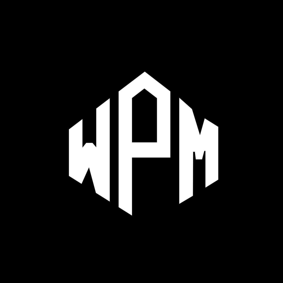 design de logotipo de carta wpm com forma de polígono. wpm polígono e design de logotipo em forma de cubo. modelo de logotipo de vetor hexágono wpm cores brancas e pretas. monograma wpm, logotipo de negócios e imóveis.