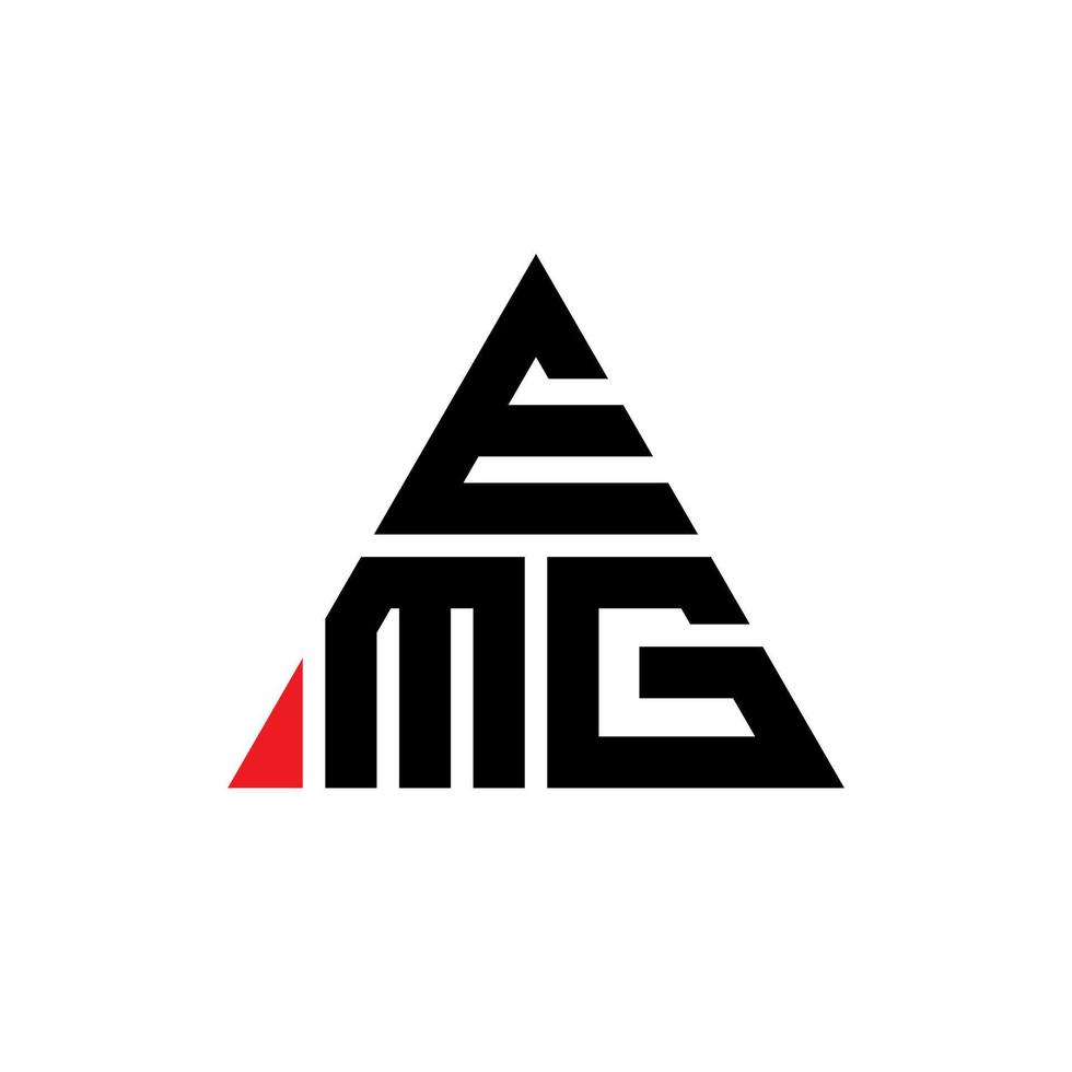 design de logotipo de carta triângulo emg com forma de triângulo. monograma de design de logotipo de triângulo emg. modelo de logotipo de vetor emg triângulo com cor vermelha. logotipo triangular emg logotipo simples, elegante e luxuoso.