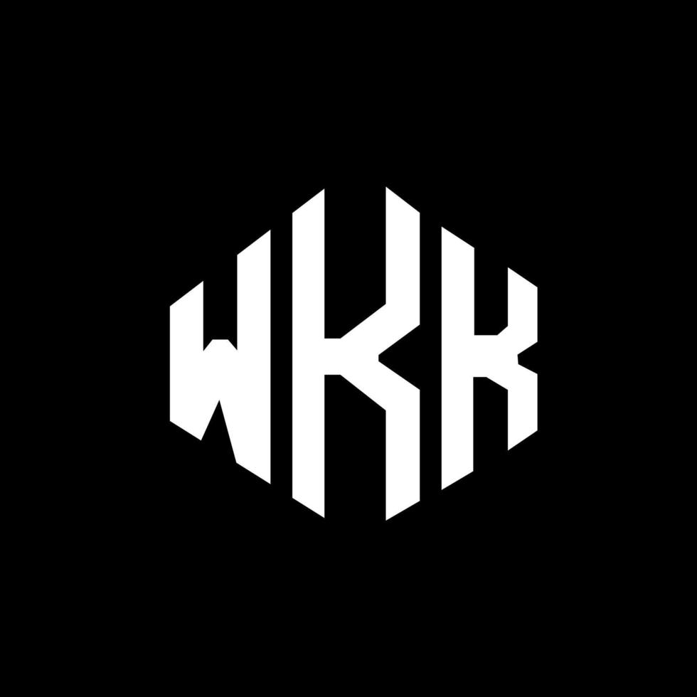 design de logotipo de carta wkk com forma de polígono. wkk polígono e design de logotipo em forma de cubo. wkk modelo de logotipo de vetor hexágono cores brancas e pretas. wkk monograma, logotipo de negócios e imóveis.