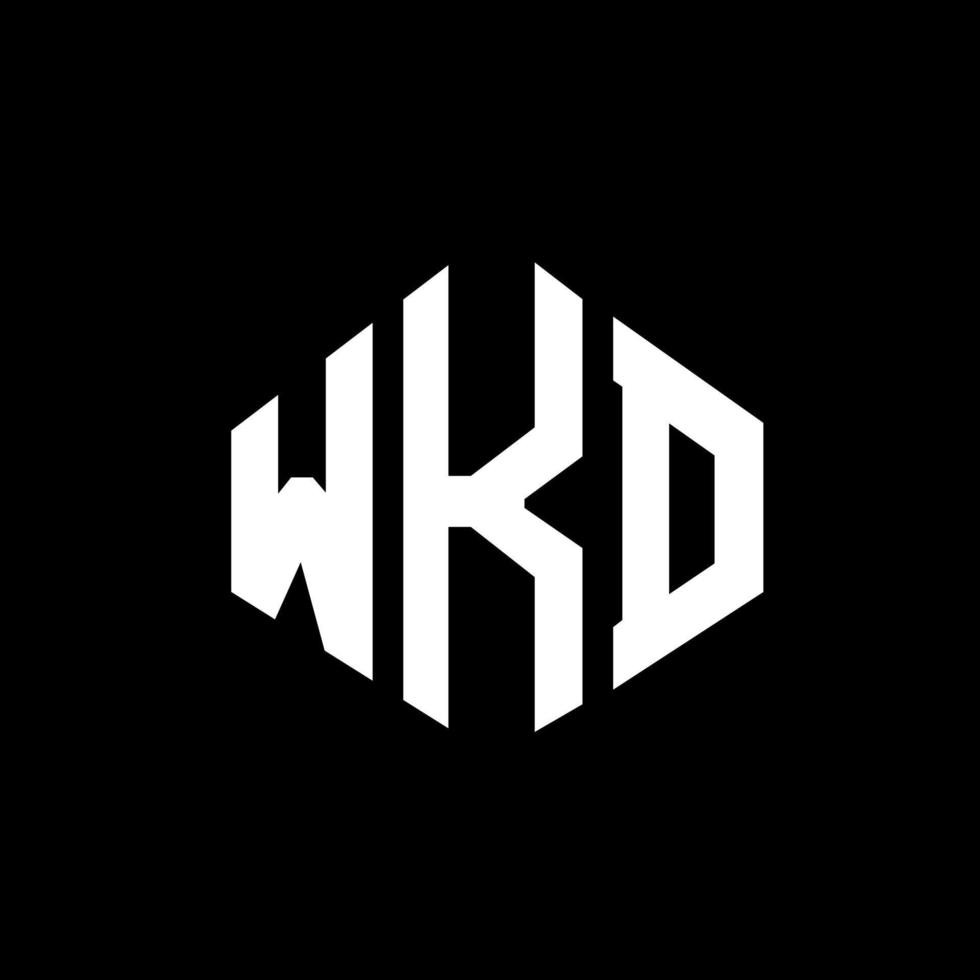 design de logotipo de carta wkd com forma de polígono. wkd polígono e design de logotipo em forma de cubo. wkd hexágono modelo de logotipo de vetor cores brancas e pretas. monograma wkd, logotipo de negócios e imóveis.