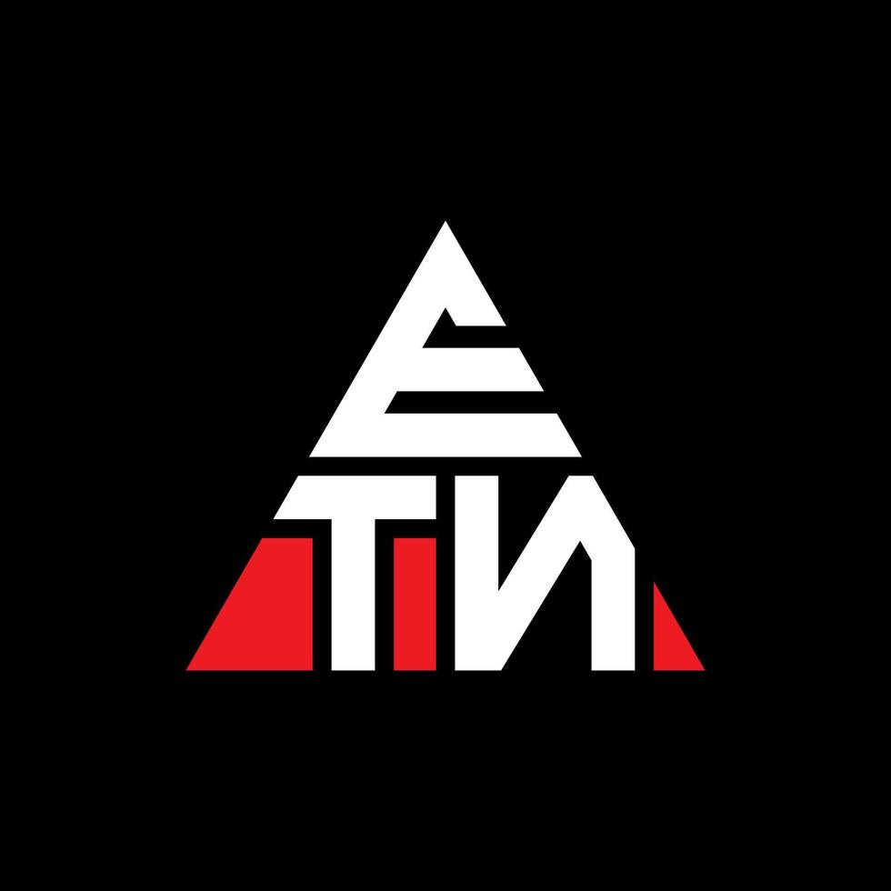 design de logotipo de letra triângulo etn com forma de triângulo. monograma de design de logotipo de triângulo etn. modelo de logotipo de vetor de triângulo etn com cor vermelha. etn logotipo triangular simples, elegante e luxuoso.