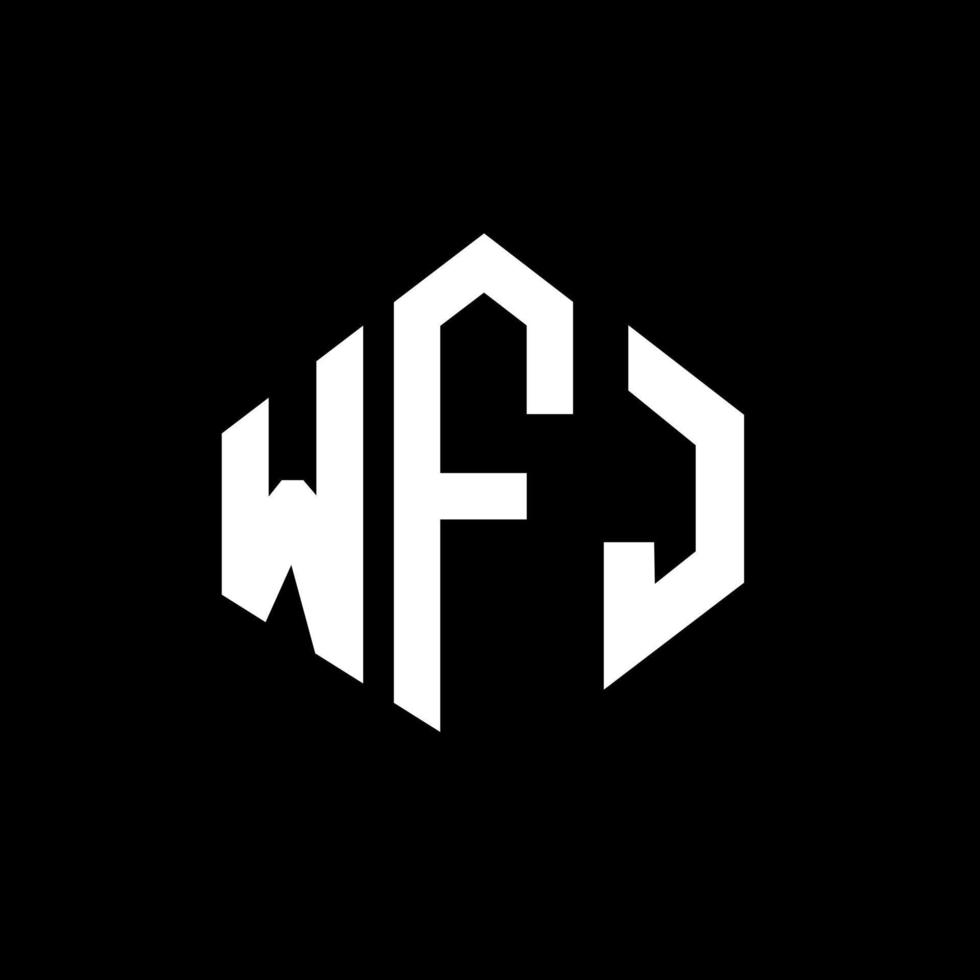 design de logotipo de carta wfj com forma de polígono. wfj polígono e design de logotipo em forma de cubo. modelo de logotipo de vetor hexágono wfj cores brancas e pretas. monograma wfj, logotipo de negócios e imóveis.