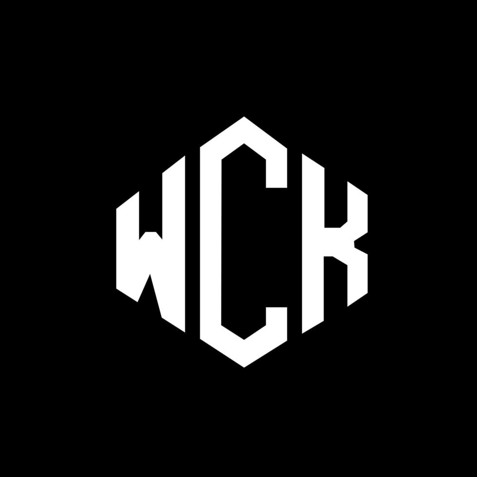 design de logotipo de carta wck com forma de polígono. wck polígono e design de logotipo em forma de cubo. modelo de logotipo de vetor hexágono wck cores brancas e pretas. wck monograma, logotipo de negócios e imóveis.