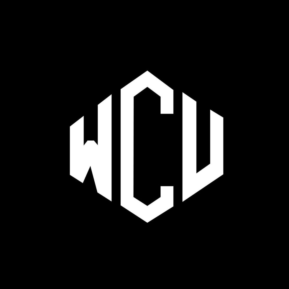 design de logotipo de carta wcu com forma de polígono. wcu polígono e design de logotipo em forma de cubo. wcu hexagon vector logo template cores brancas e pretas. monograma wcu, logotipo de negócios e imóveis.