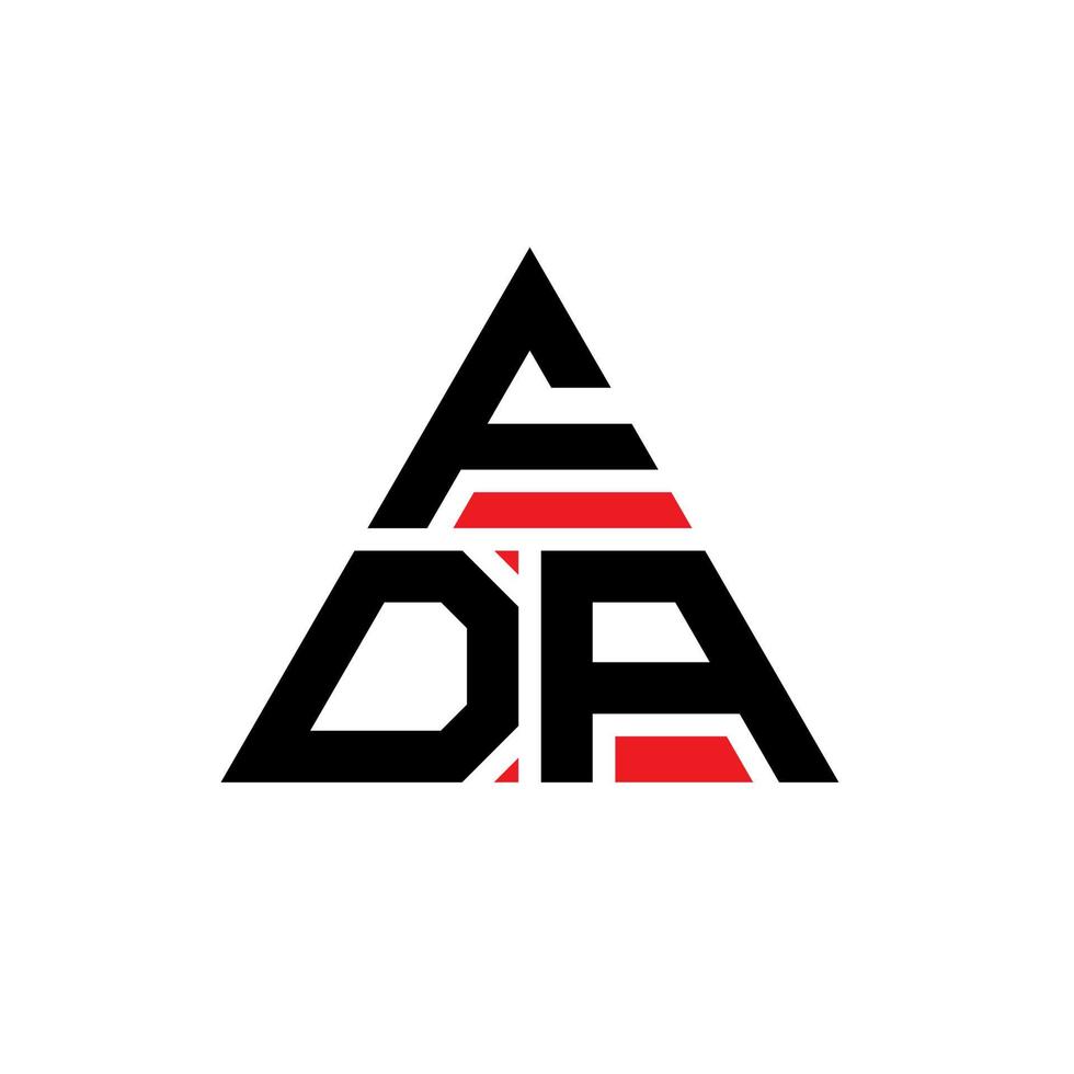 design de logotipo de letra triângulo fda com forma de triângulo. monograma de design de logotipo de triângulo fda. modelo de logotipo de vetor triângulo fda com cor vermelha. logotipo triangular fda logotipo simples, elegante e luxuoso.