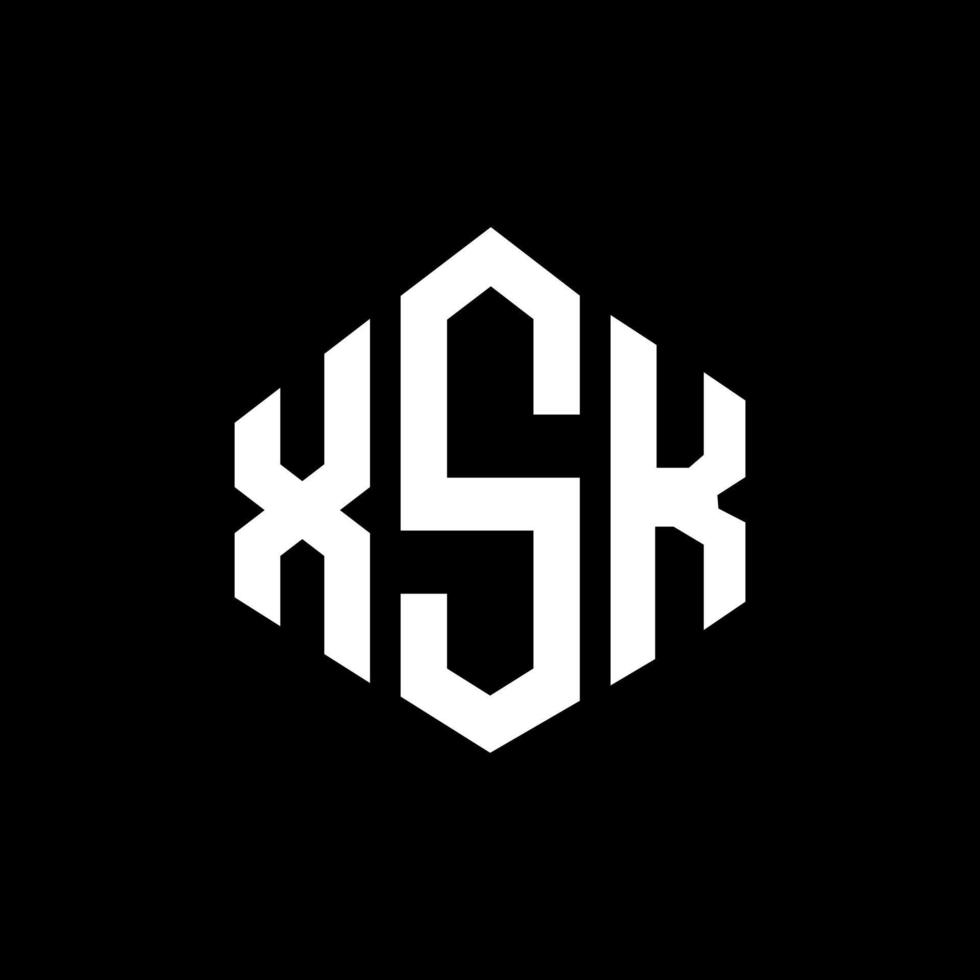 design de logotipo de letra xsk com forma de polígono. polígono xsk e design de logotipo em forma de cubo. xsk hexágono vector logotipo modelo cores brancas e pretas. monograma xsk, logotipo de negócios e imóveis.