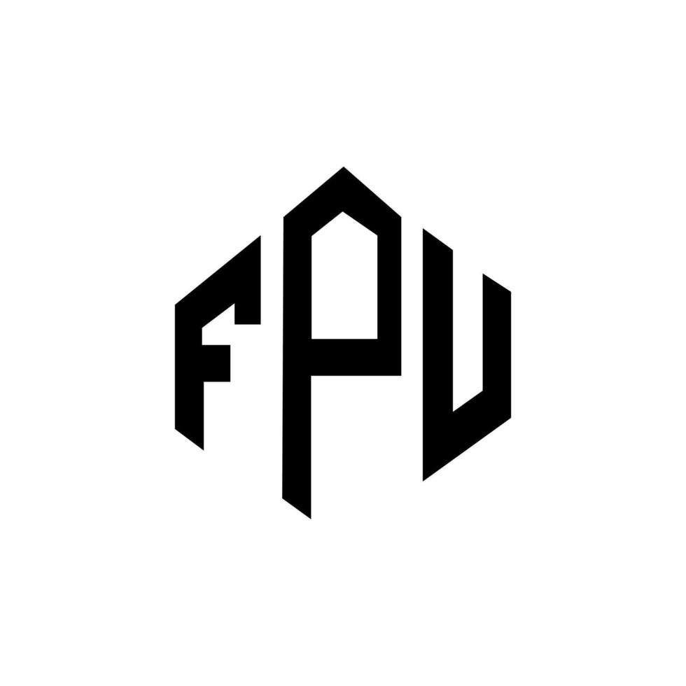 design de logotipo de letra fpu com forma de polígono. fpu polígono e design de logotipo em forma de cubo. modelo de logotipo de vetor hexágono fpu cores brancas e pretas. monograma fpu, logotipo de negócios e imóveis.
