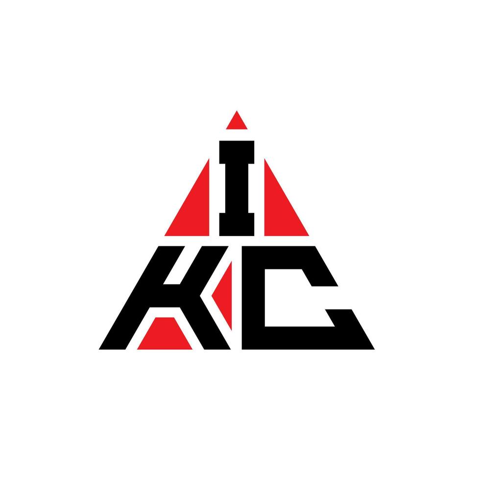 design de logotipo de letra de triângulo ikc com forma de triângulo. monograma de design de logotipo de triângulo ikc. modelo de logotipo de vetor de triângulo ikc com cor vermelha. logotipo triangular ikc logotipo simples, elegante e luxuoso.