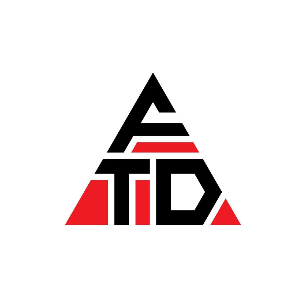 design de logotipo de letra triângulo ftd com forma de triângulo. monograma de design de logotipo de triângulo ftd. modelo de logotipo de vetor de triângulo ftd com cor vermelha. logotipo triangular ftd logotipo simples, elegante e luxuoso.