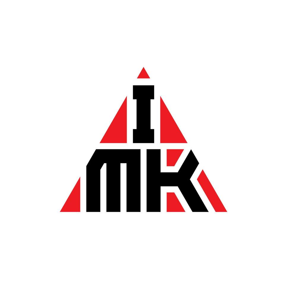 design de logotipo de letra de triângulo imk com forma de triângulo. monograma de design de logotipo de triângulo imk. modelo de logotipo de vetor imk triângulo com cor vermelha. logotipo triangular imk logotipo simples, elegante e luxuoso.