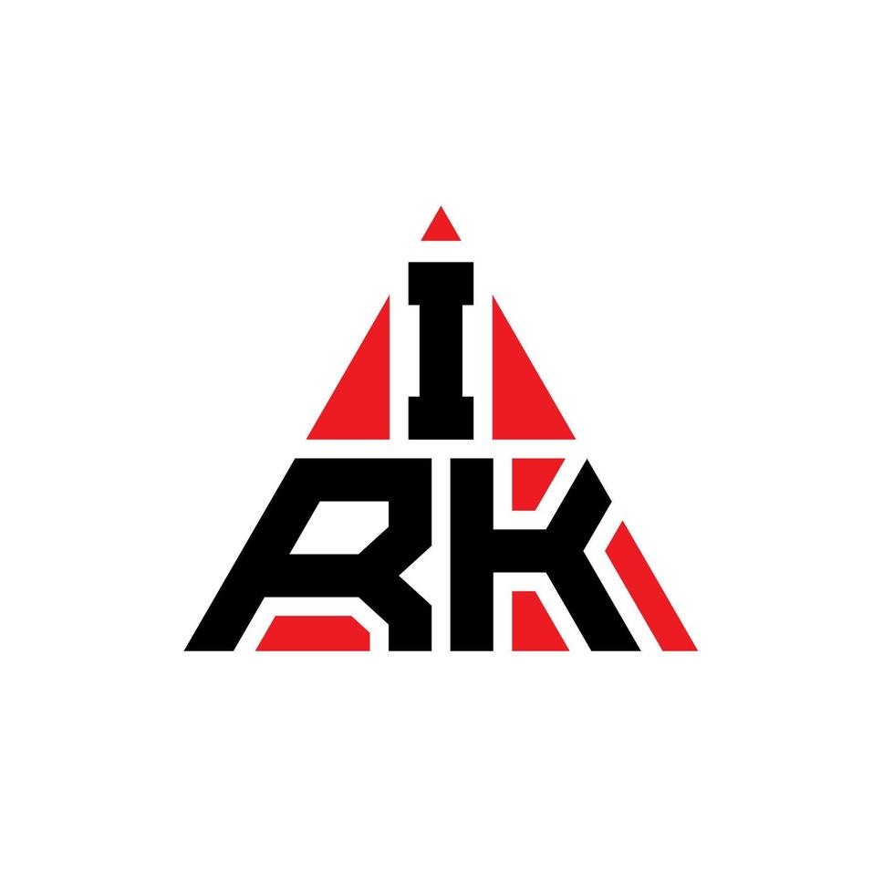 design de logotipo de letra triângulo irk com forma de triângulo. monograma de design de logotipo de triângulo irk. modelo de logotipo de vetor de triângulo irk com cor vermelha. irk logotipo triangular logotipo simples, elegante e luxuoso.