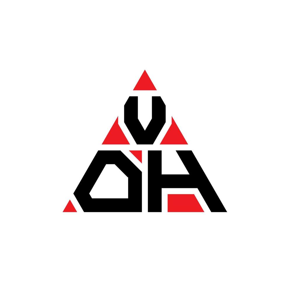 design de logotipo de letra triângulo voh com forma de triângulo. monograma de design de logotipo de triângulo voh. modelo de logotipo de vetor voh triângulo com cor vermelha. voh logotipo triangular logotipo simples, elegante e luxuoso.