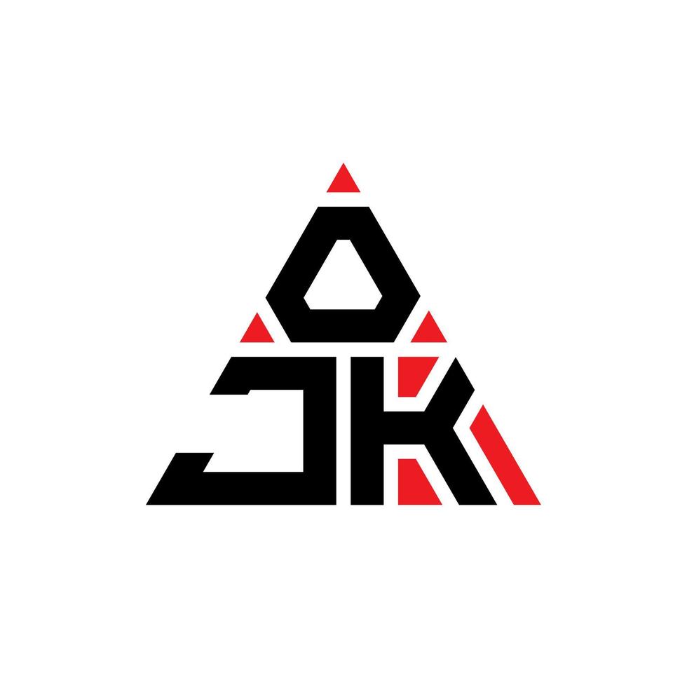 design de logotipo de carta triângulo ojk com forma de triângulo. monograma de design de logotipo de triângulo ojk. modelo de logotipo de vetor ojk triângulo com cor vermelha. logotipo triangular ojk logotipo simples, elegante e luxuoso.