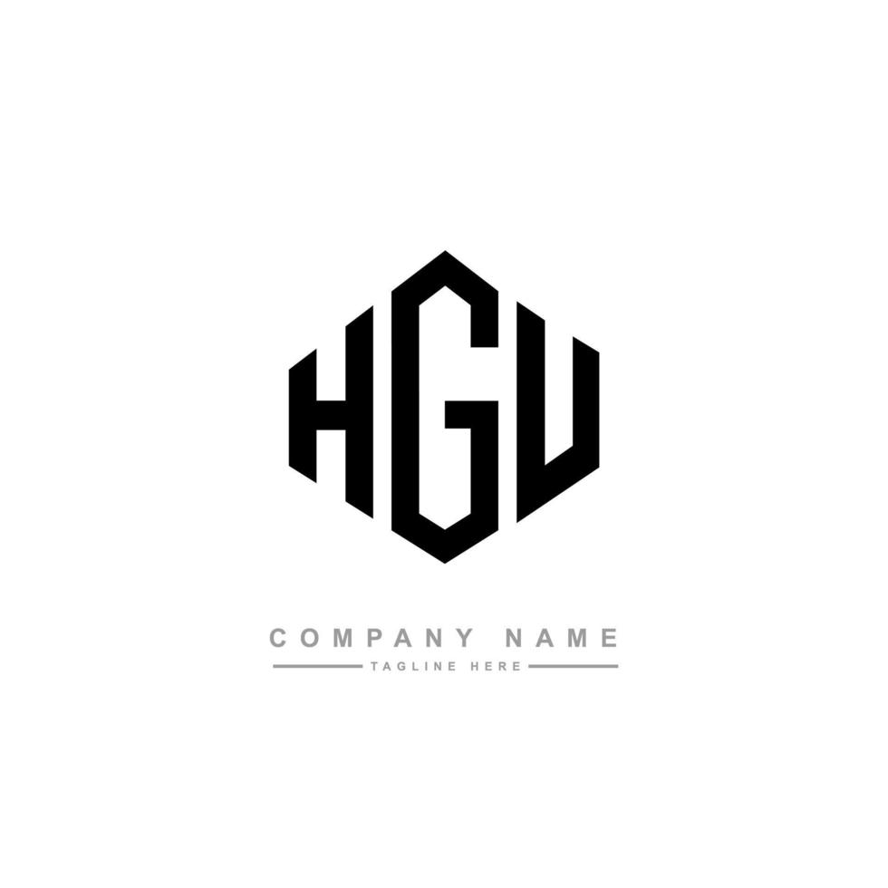 design de logotipo de letra hgu com forma de polígono. hgu polígono e design de logotipo em forma de cubo. modelo de logotipo de vetor hexágono hgu cores brancas e pretas. hgu monograma, logotipo de negócios e imóveis.