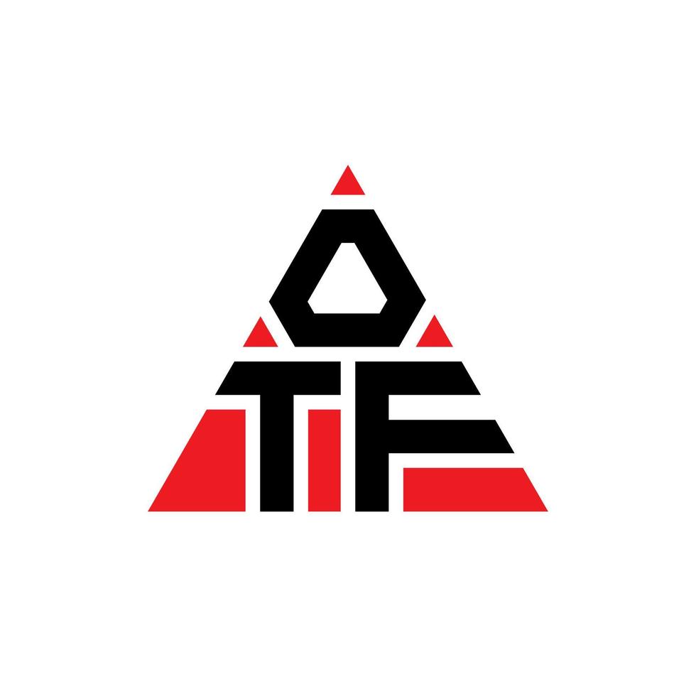 design de logotipo de letra triângulo otf com forma de triângulo. monograma de design de logotipo de triângulo otf. modelo de logotipo de vetor de triângulo otf com cor vermelha. logotipo triangular otf logotipo simples, elegante e luxuoso.