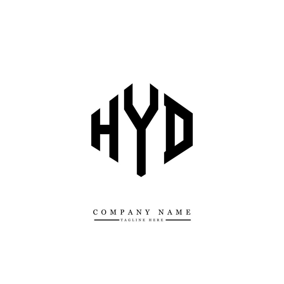 design de logotipo de letra hyd com forma de polígono. hyd polígono e design de logotipo em forma de cubo. modelo de logotipo de vetor hexágono hyd cores brancas e pretas. hyd monograma, logotipo de negócios e imóveis.