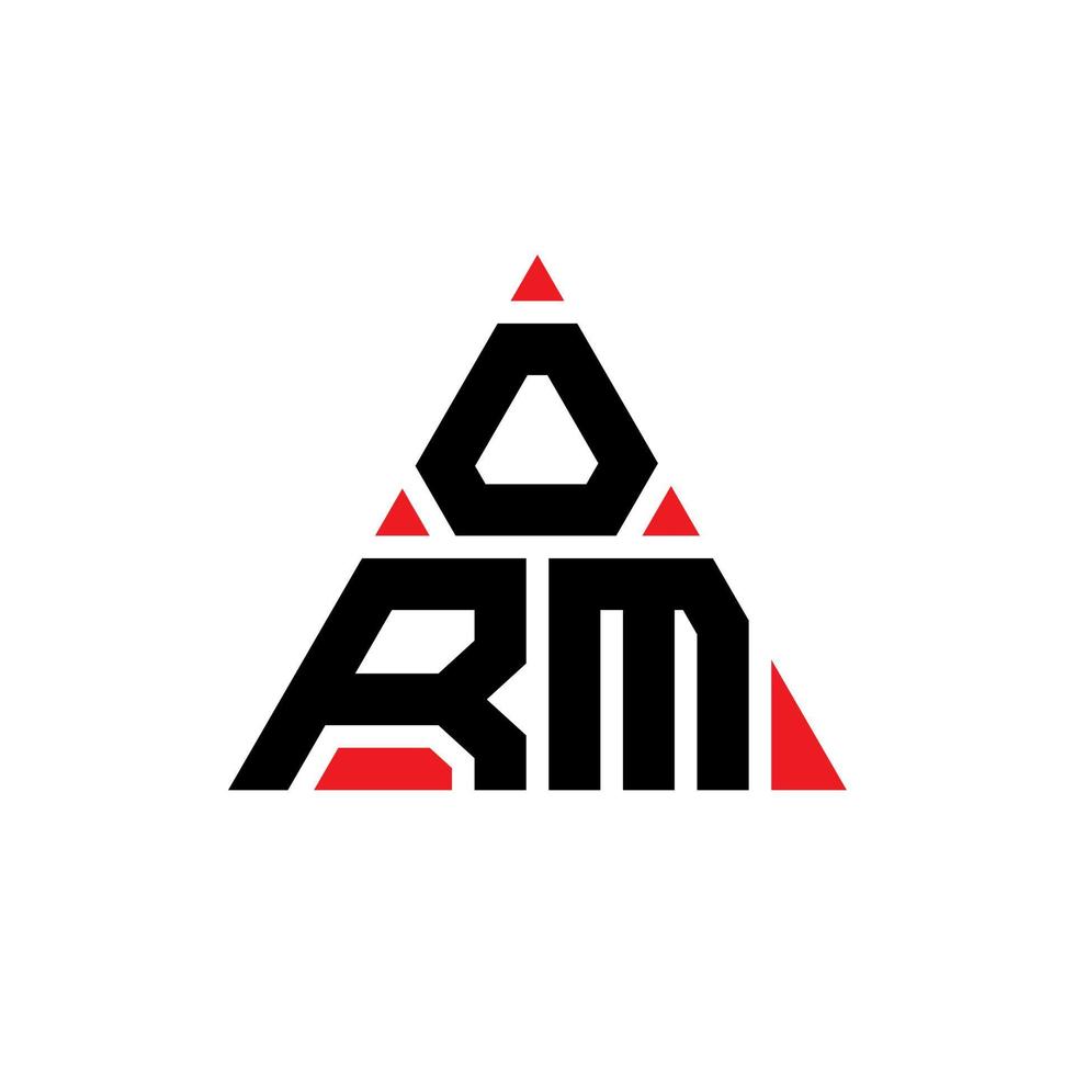 design de logotipo de letra triângulo orm com forma de triângulo. monograma de design de logotipo de triângulo orm. modelo de logotipo de vetor triângulo orm com cor vermelha. orm logotipo triangular simples, elegante e luxuoso.