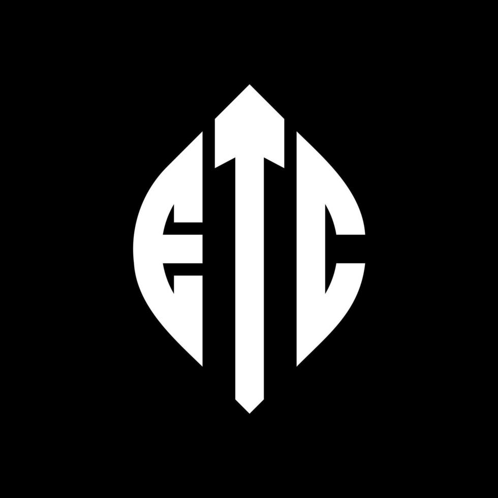 etc design de logotipo de carta de círculo com forma de círculo e elipse. letras de elipse etc com estilo tipográfico. as três iniciais formam um logotipo circular. etc círculo emblema abstrato monograma carta marca vetor. vetor