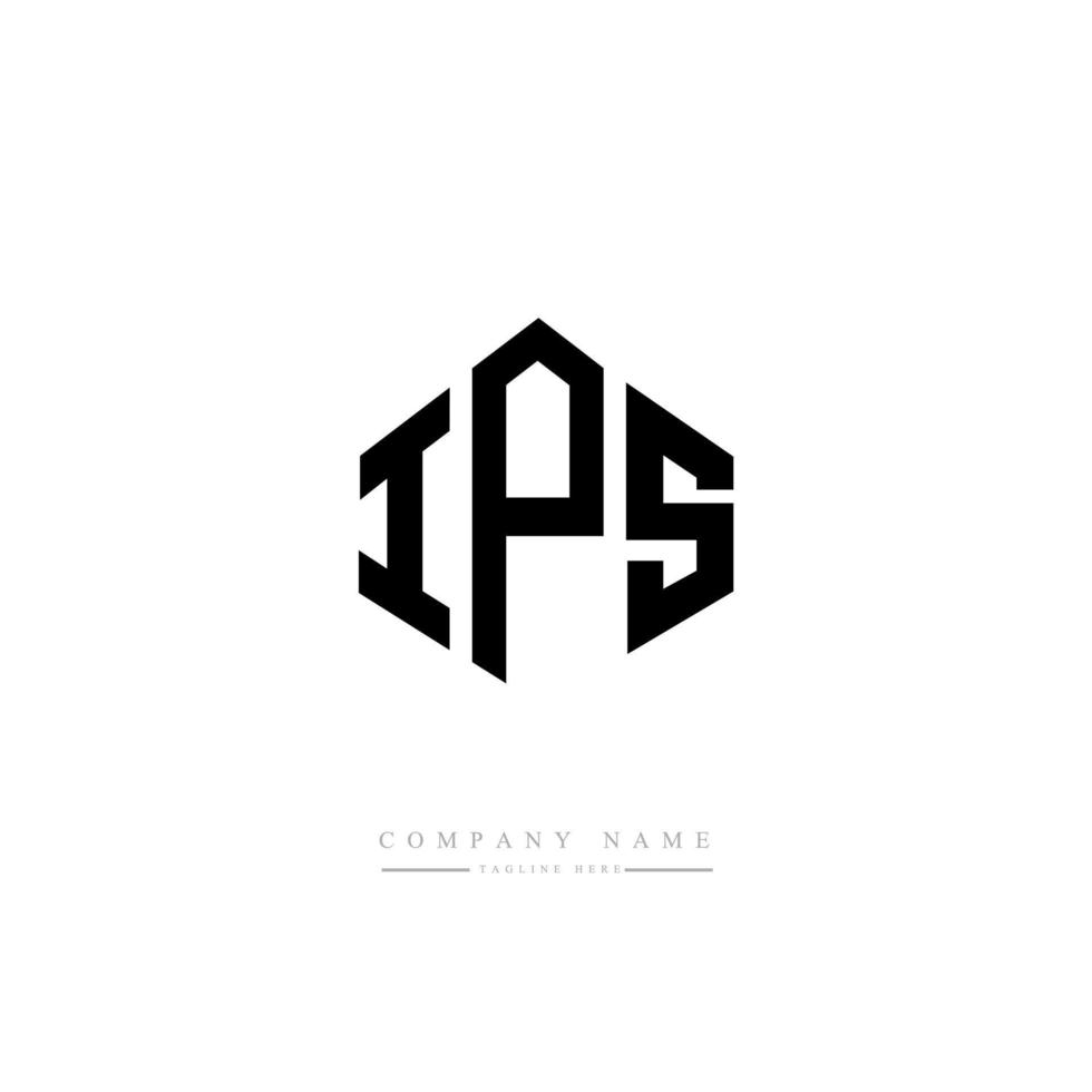 design de logotipo de carta ips com forma de polígono. ips polígono e design de logotipo em forma de cubo. modelo de logotipo de vetor hexágono ips cores brancas e pretas. monograma ips, logotipo de negócios e imóveis.